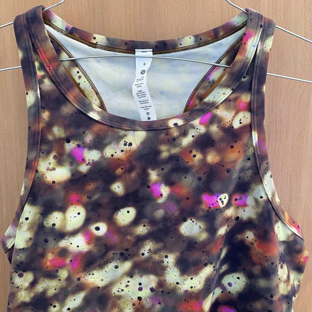 Lululemon Align Waist-Length Racerback Tank [Sz 8] | Soft Focus Splatter Green